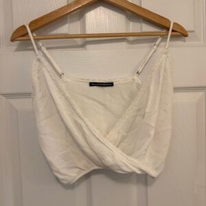 Like New Brandy Melville Lace Trim Crossover Wrap Crop Tank Top